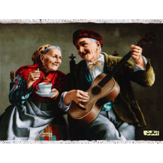 old man and old woman musician tableau carpets